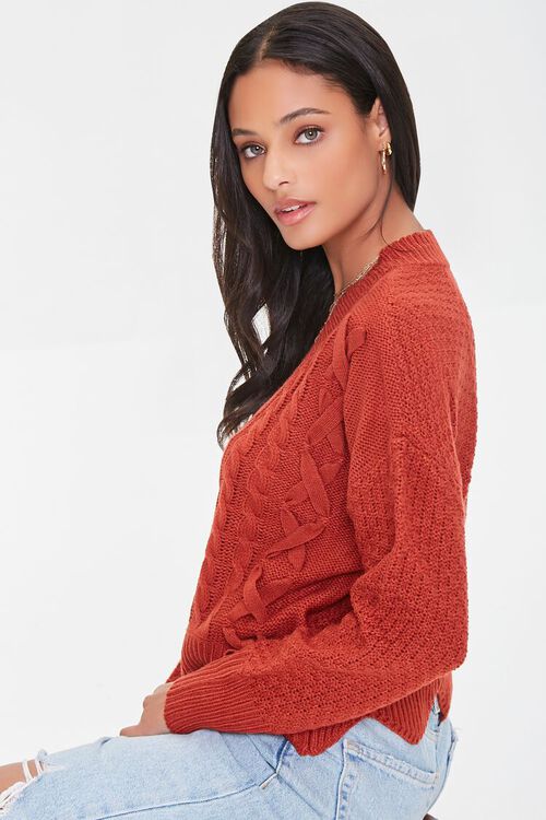 COPPER Cable Knit Bow Scalloped Sweater, image 2