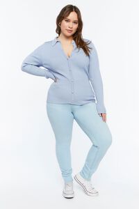 DRESS BLUES Plus Size Ribbed Sweater-Knit Shirt, image 4