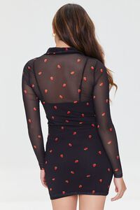 Mesh Strawberry Print Mini Dress, image 3