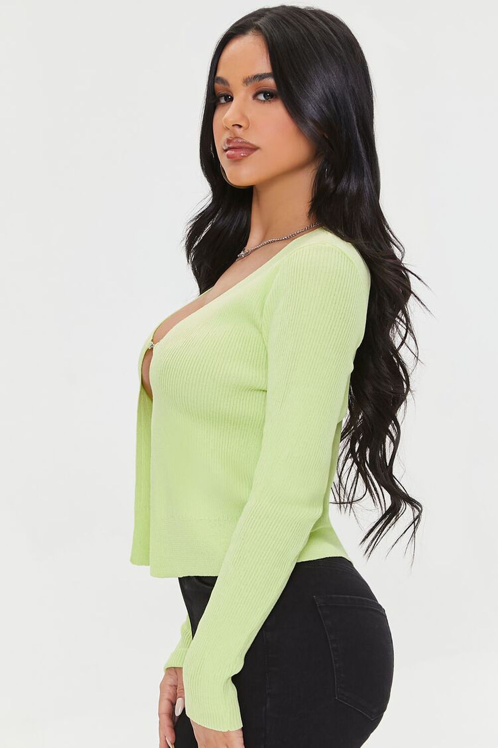 WILD LIME Ribbed Curb Chain Sweater, image 2