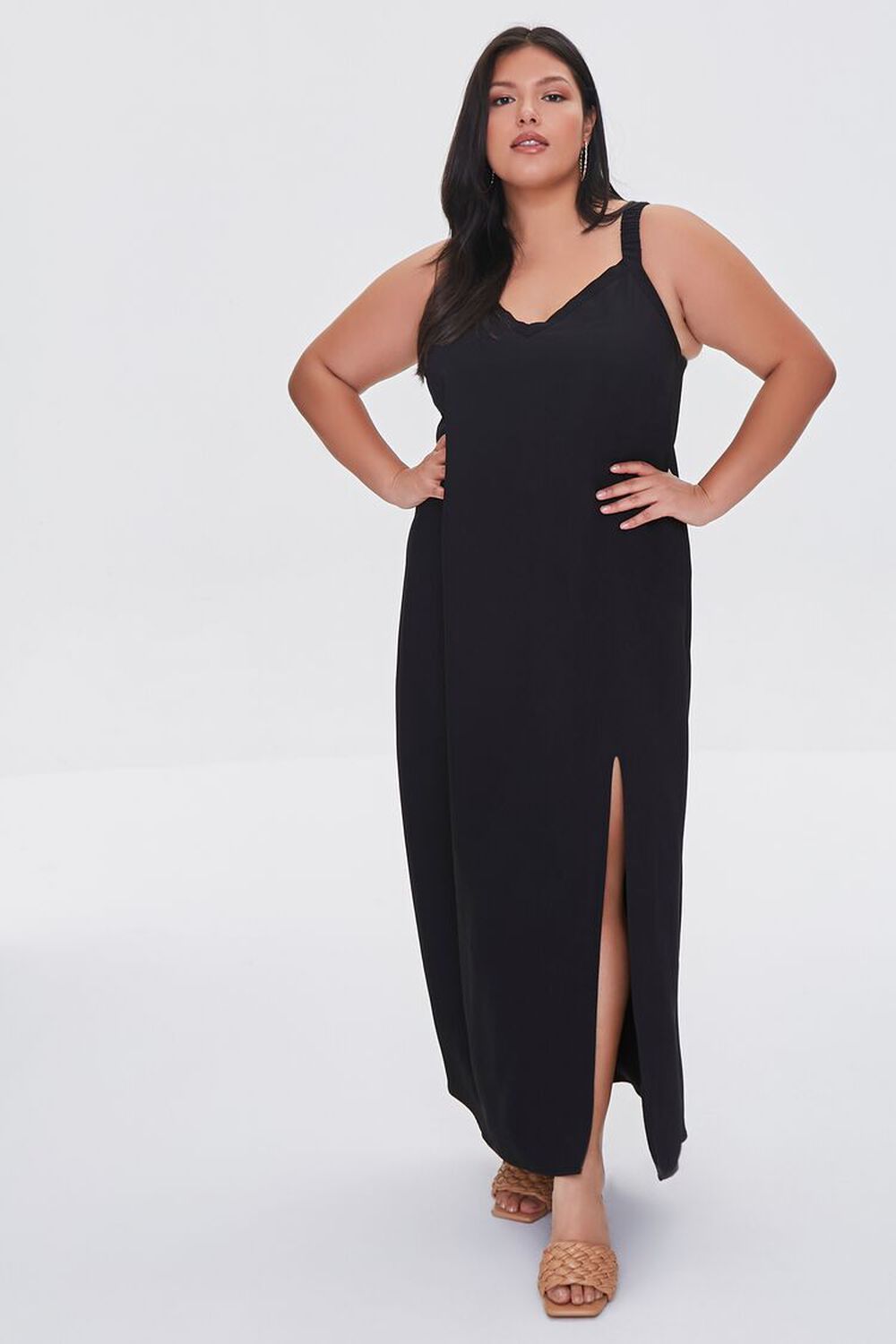 BLACK Plus Size M-Slit Maxi Dress, image 1