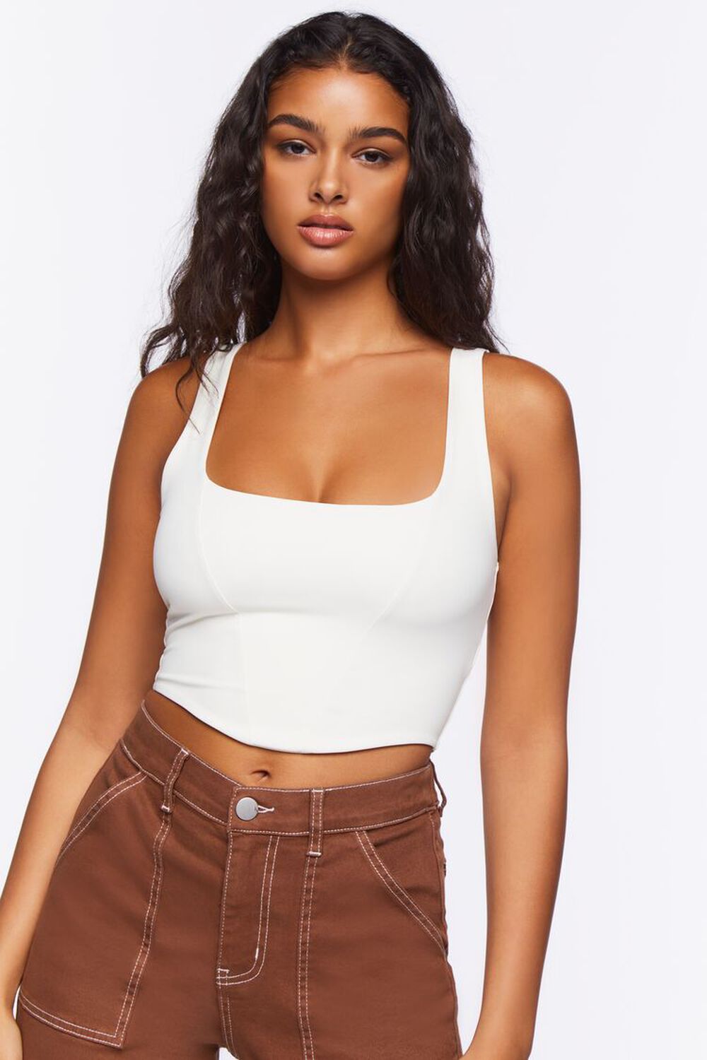 IVORY Cropped Tank Top, image 1