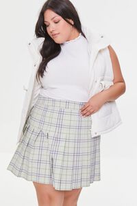LIGHT GREEN/MULTI Plus Size Plaid A-Line Skirt, image 1
