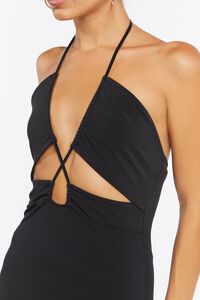 BLACK Cutout Halter Mini Dress, image 5