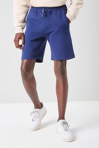 BLUE Basic Fleece Drawstring Shorts, image 2