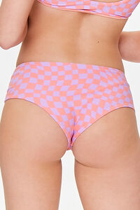 SALMON/LAVENDER Checkered Boyshort Bikini Bottoms, image 4