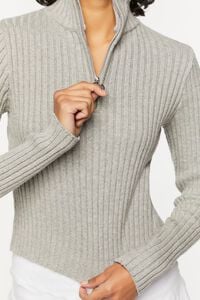 HEATHER GREY Half-Zip Funnel Neck Sweater, image 5