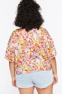 RED/MULTI Plus Size Tropical Floral Print Shirt, image 3