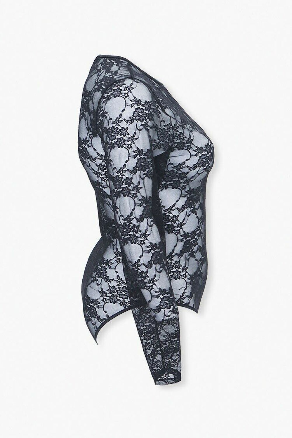 BLACK Plus Size Floral Lace Bodysuit, image 2
