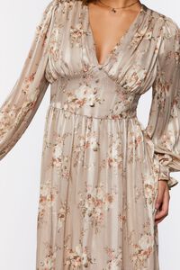 TAUPE/MULTI Chiffon Floral Print Maxi Dress, image 5