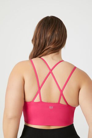 Forever 21 Women's Contrast-Seam Sports Bra in Black/Hot Pink Small