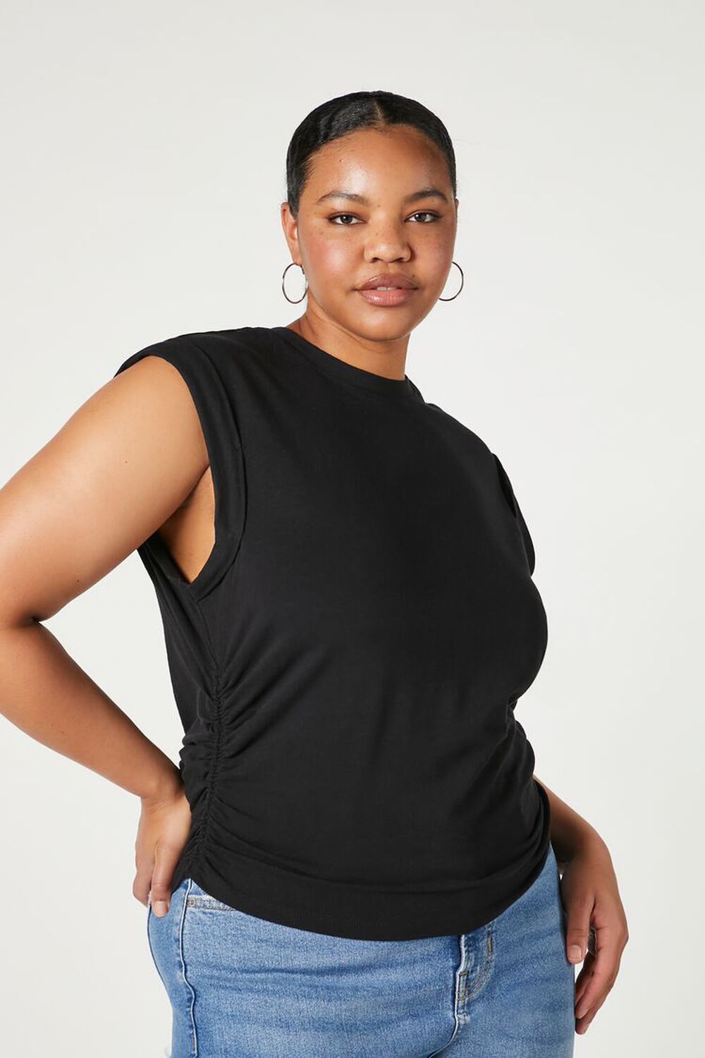 Plus Size Ruched Muscle Tee, image 1