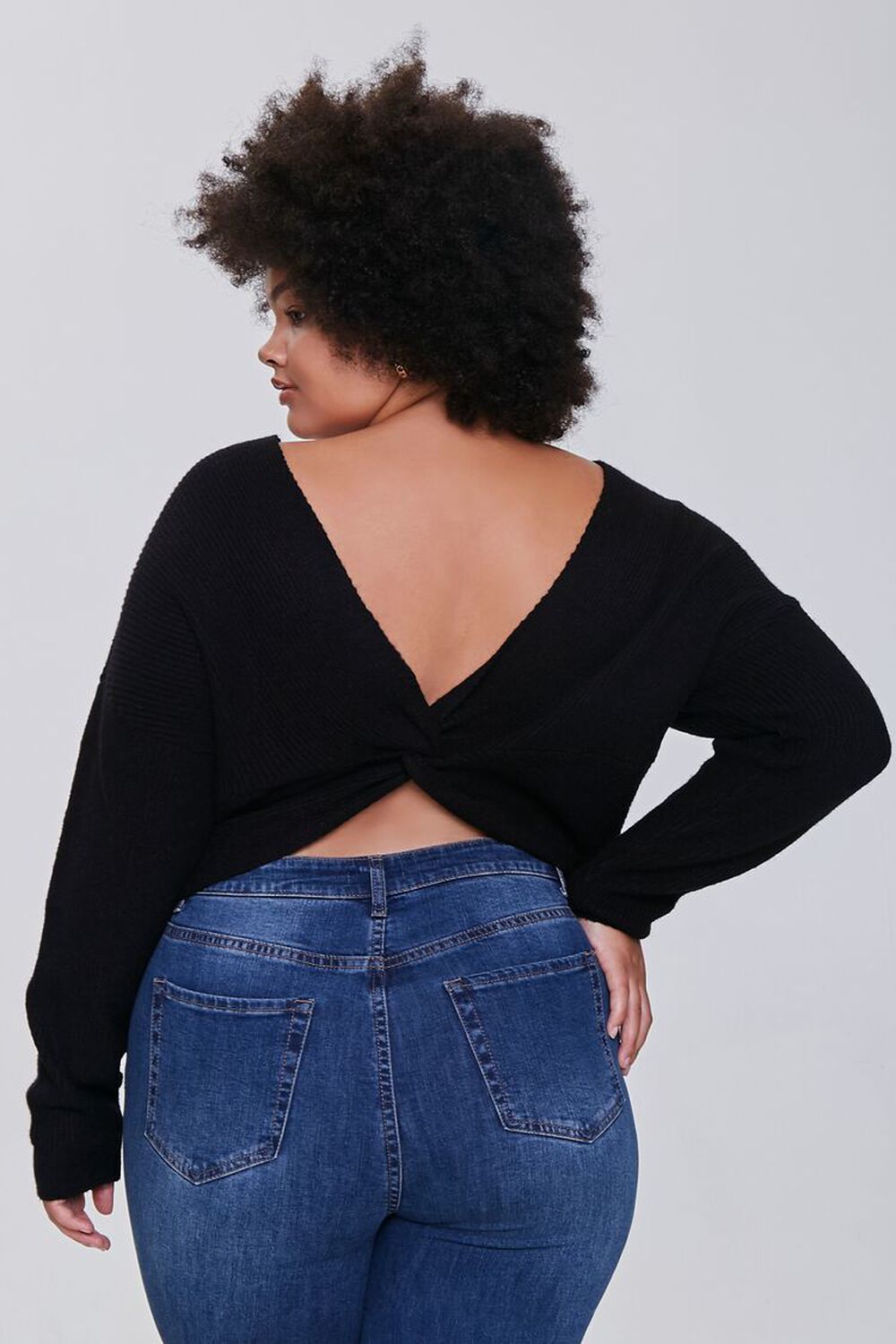 BLACK Plus Size Ribbed Twist-Back Sweater, image 1