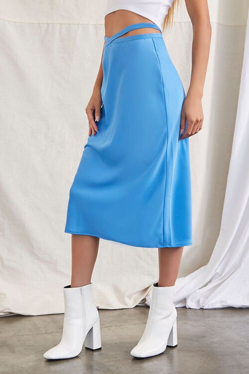 BLUE HAZE Crisscross Satin Slip Skirt, image 3