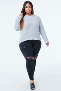 Plus Size Hooded Marled Top, image 4