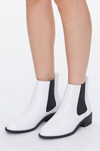 WHITE Faux Leather Chelsea Boots, image 1