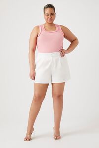 WHITE Plus Size Twill Mid-Rise Shorts, image 5
