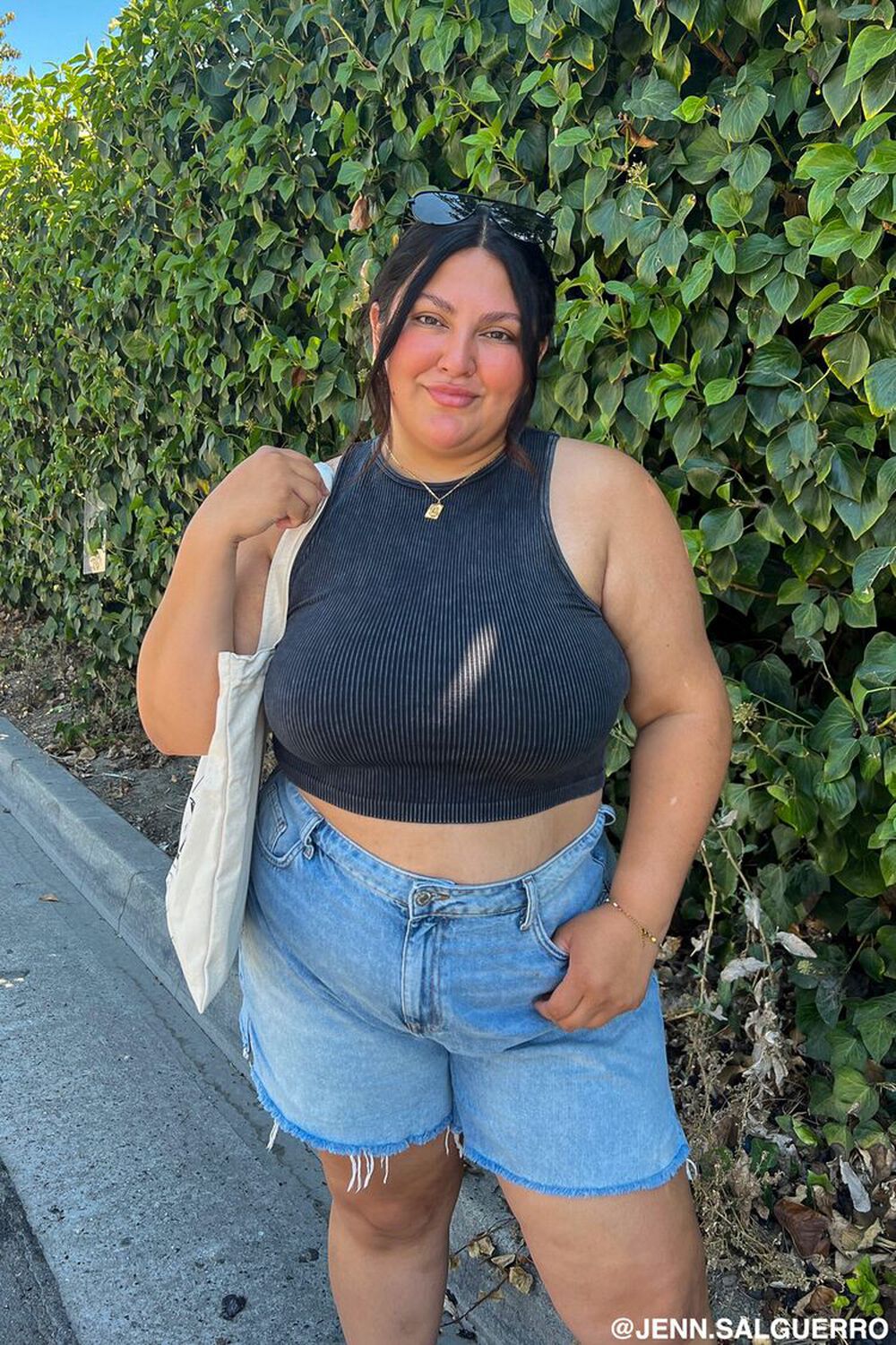 BLACK Plus Size Ribbed Cropped Tank Top, image 1