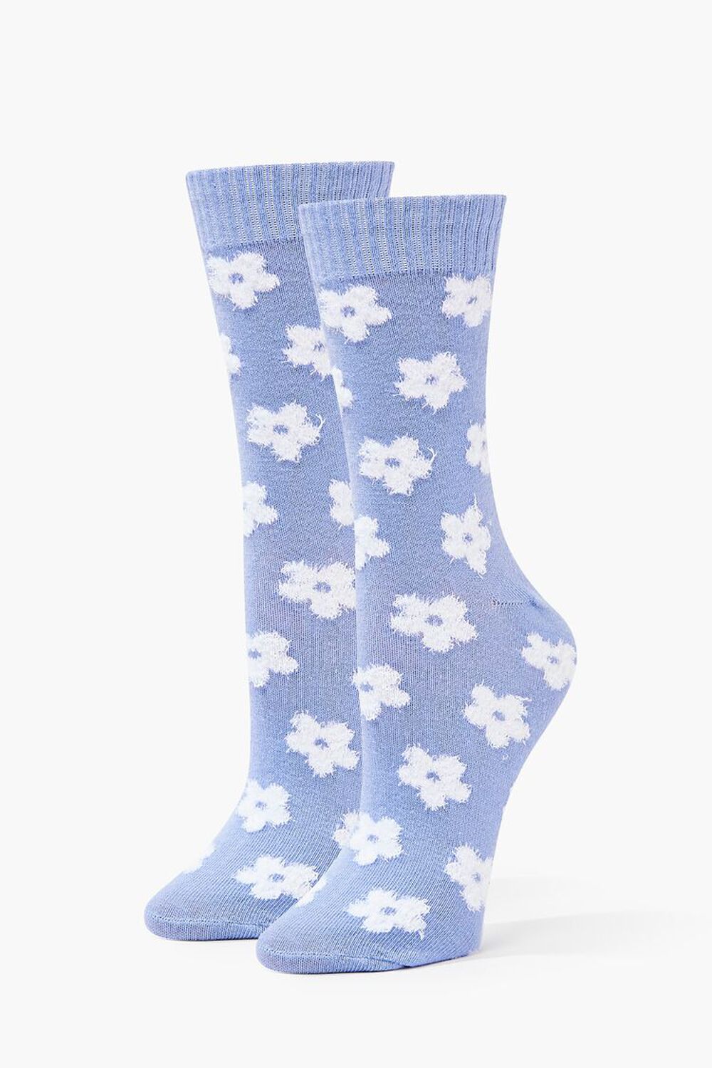 BLUE Daisy Print Crew Socks, image 1