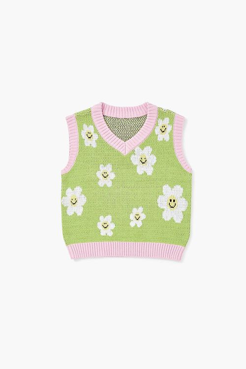 GREEN/MULTI Girls Flower Sweater Vest (Kids), image 1