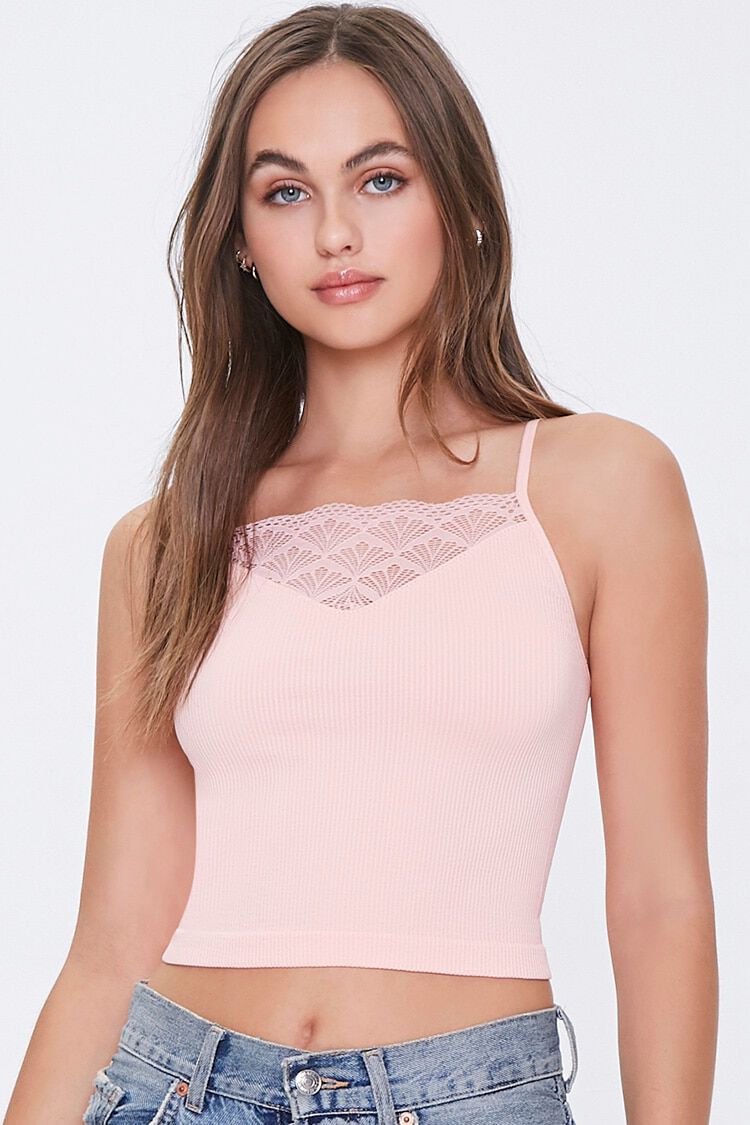 Buy Lace-Trim Ribbed Cami Online in Kuwait. 2000403400