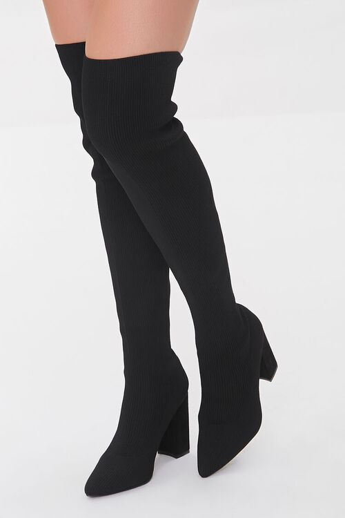 BLACK Ribbed Over-the-Knee Boots, image 5