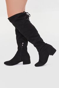 BLACK Knee-High Faux Suede Boots (Wide), image 1