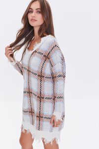 CREAM/TAUPE Plaid Mini Sweater Dress, image 2