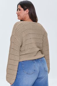 ASH BROWN Plus Size Open-Knit Cardigan Sweater, image 3