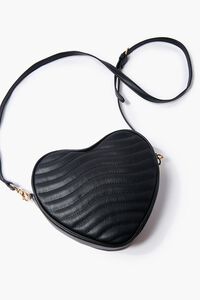 BLACK Quilted Heart-Shaped Crossbody Bag, image 5