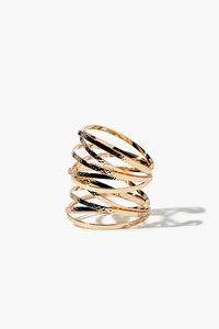GOLD Hammered Spiral Bangle Bracelet Set, image 2