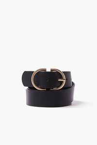 BLACK/GOLD Twisted D-Ring Faux Leather Belt, image 4