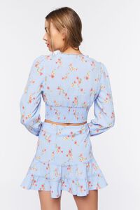BLUE/MULTI Floral Print Crop Top & Mini Skirt Set, image 3