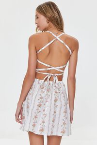 WHITE/MULTI Floral Print Lace-Back Mini Dress, image 3