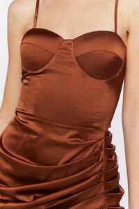 COPPER Satin Ruched Bustier Midi Dress, image 5