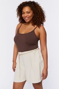 Plus Size Chain Belt Pintucked Shorts, image 7