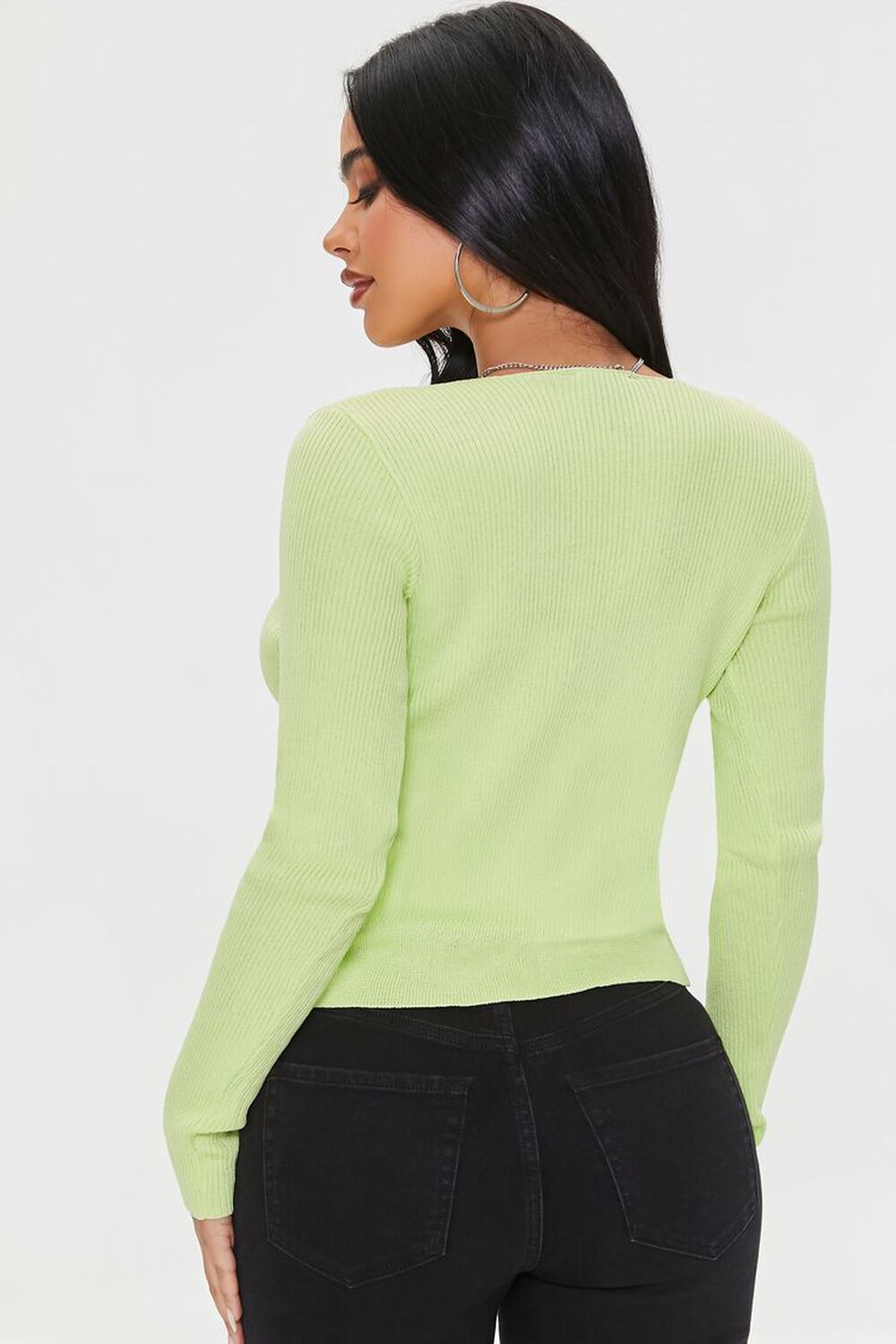 WILD LIME Ribbed Curb Chain Sweater, image 3