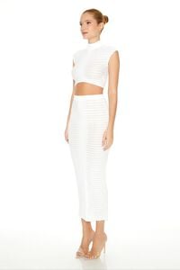 WHITE Sweater-Knit Crop Top & Maxi Skirt Set, image 2
