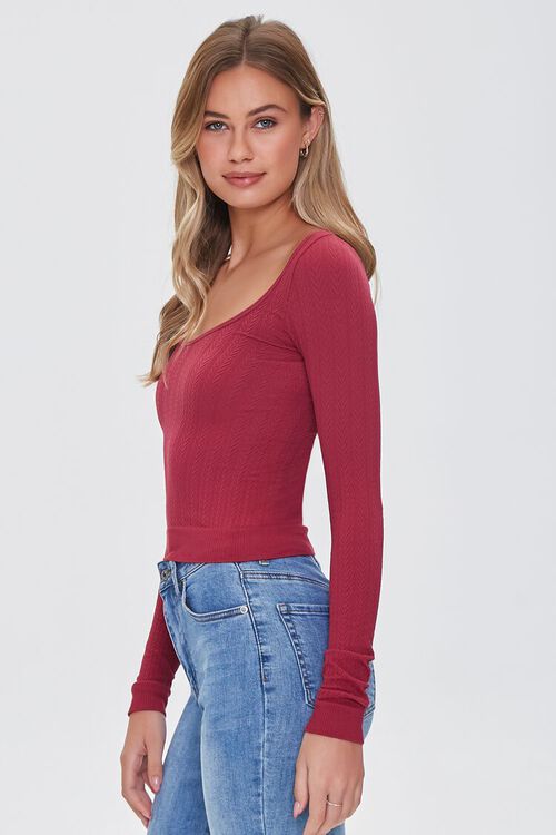 WINE Ribbed Knit Scoop Top, image 2