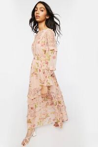 BLUSH Lace-Trim Tiered Floral Maxi Dress, image 4