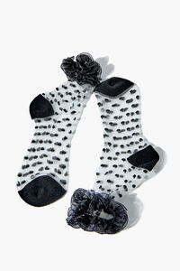 Sheer Ruffle-Trim Heart Crew Socks, image 2