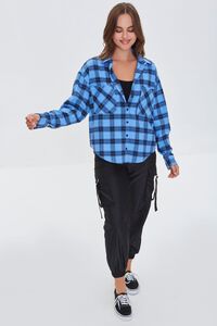 BLUE/MULTI Plaid Button-Front Flannel Shirt, image 4