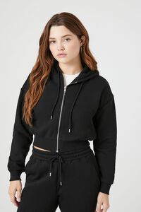 BLACK Basic Fleece Zip-Up Hoodie, image 5