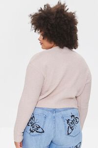 TAUPE Plus Size Fuzzy Knit Cardigan Sweater, image 3