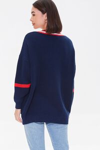 NAVY/RED Varsity-Striped Cardigan Sweater, image 3