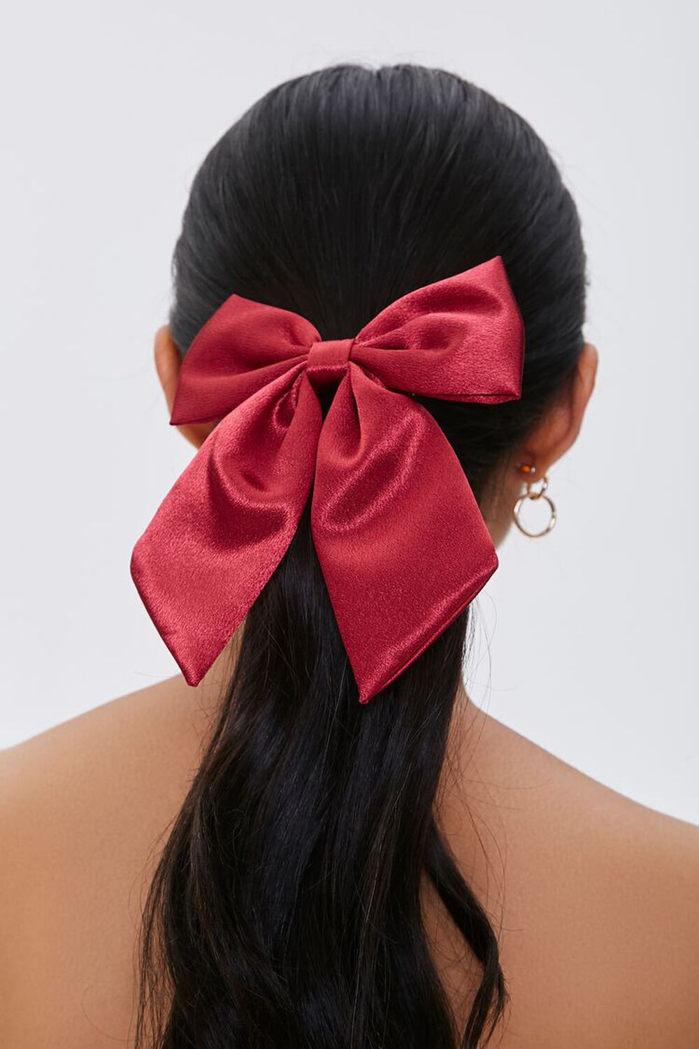WHISKET Hair Bow Women Satin Silky Hair Barrettes with Big Ribbon Large  Vintage Bow Clip for Hair Accessories (RED)