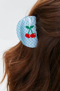 BLUE/MULTI Checkered Cherry Hair Claw Clip, image 2