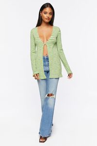 GREEN/MULTI Split-Hem Sweater-Knit Top, image 4