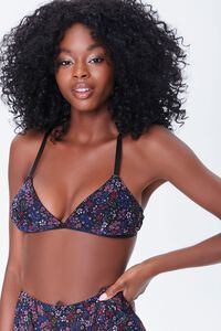 BLACK/RED Ditsy Floral Triangle Bralette, image 2