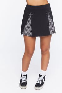 BLACK/MULTI Plaid Pleated Mini Skirt, image 2